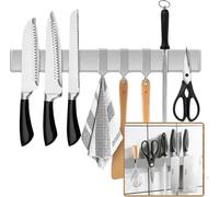 Barre magnétique améliorée de 50cm Couteau avec 3 crochets en acier inoxydable Auto-adhésif