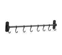 Barre Murale Cuisine 50cm en Aluminium Spatial à 8 Crochets Mobiles | Fixation sans Perçage, Adhérence Ferme, Support Épaissi, Optimisation de L’espace pour Casseroles, Poêles et Couverts