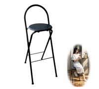 Barre pliable avec dossier portable de 65 cm/70 cm/75 cm de hauteur, supporte 125 kg, aucun assemblage nécessaire, idéal pour salle à manger, bureau, jeu (noir)