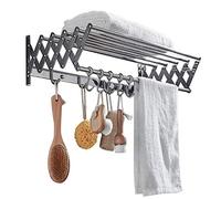 Barre Porte-Serviettes Murale Extensible, étendoir à Linge Mural Pliable, séchoir à Linge de Style accordéon, séchoir Peu encombrant pour intérieur et extérieur (50 cm)