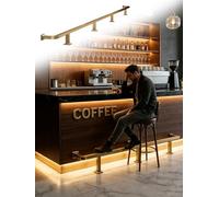 Barre Repose-pieds Bar Kit de Supports pour Rail Repose-Pied Bar 20 cm Haut, Quincaillerie pour Tube pour Îlot Cuisine et Comptoir Pub, Acier Inoxydable Brossé Doré(330cm/10.8ft)
