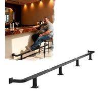 Barre Repose-pieds Bar Rampe Repose-Pied de Bar à Montage Mural et au Sol, Kit Garde-Corps Repose-Pied Carré Robuste pour Comptoir, Tube de Support pour Îlot de Cuisine(Black,4ft/122cm)