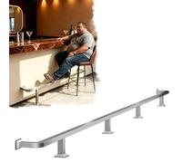 Barre Repose-pieds Bar Rampe Repose-Pied de Bar à Montage Mural et au Sol, Kit Garde-Corps Repose-Pied Carré Robuste pour Comptoir, Tube de Support pour Îlot de Cuisine(Silver,10ft/305cm)