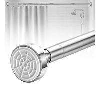 Barre rideau extensible 44-194 cm, tringle rideau douche sans percage Ø32mm | Barre telescopique en acier inoxydable, antirouille et antidérapant, pour salle de bain, fenêtre, porte, penderie, argenté