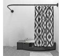 Barre rideau sans perçage,Barre De Douche Extensible Angle,Tringle à Rideau De Douche & Baignoire en Forme De L sans Percer TéLescopique RéGlable 304 Acier Inoxyd(Size:D 70-95x105-165cm,Color:Noir)