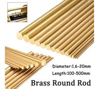 Barre ronde en laiton, diamètre 1.6-20mm, pour bricolage, poignée, fil circulaire, tube, fabrication de modèles, quincaillerie en laiton, longueur 100-500mm Brass Round Rod