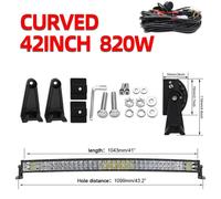 Barreau lumineux LED - Projecteur de travail tout-terrain - 107 cm - Double rangée - Courbé - Faisceau combiné - Avec câble - Indice de protection IP68