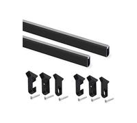 Emuca - Kit Tube de penderie, 1150 mm, Peint en Noir, Aluminium et Plastique