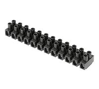 Barrette de 12 Dominos Électriques, Bornes Électriques, jusqu'à 4 mm, raccordement électriquem 24A, noir