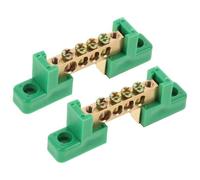 Barrette de Terre 2 Pièces à 4 Bornes en Cuivre | Installation Rapide sur Panneau, Raccordement de Fils Cuivre, Adaptée aux Armoires de Distribution et Boîtes Électriques