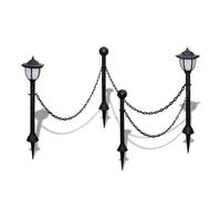 Barrière À Chaîne,2 Lampes Solaires Et 2 Poteaux