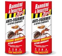 Barrière à Insectes Zero Insecticide, Anti-Fourmis et Autres Rampants, Action Immédiate, Poudrage - 250 g, nc (Lot de 2)