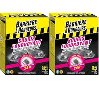 BARRIERE A RONGEURS Rodenticide contre les Souris, Foudroyant, Appât sur céréales, Agit entre 1 et 3 jours, 160 g, BARSOUF160, Noir (Lot de 2)