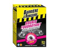 BARRIERE A RONGEURS Rodenticide contre les Souris, Foudroyant, Appât sur céréales, Agit entre 1 et 3 jours, 160 g, BARSOUF160, Noir