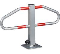 Barrière de parking Relaxdays, barrière manuelle, 2 clés, bandes réfléchissantes, dimensions : 47 x 70 x 18 cm, couleur argent