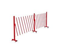 Barrière en aluminium HWC-B34 avec roulettes extensible 110x60-500cm rouge-blanc