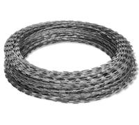 Barrière en fil barbelé, en acier galvanisé durable, longueur 60 mètres, couleur argent