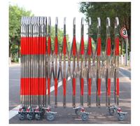 Barrière extensible industrielle - Clôture de sécurité en acier inoxydable pour allée, portail accordéon mobile, barrière de circulation rétractable (rouge, 1,1 x 3 m) - Solution de sécurité