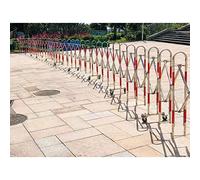 Barrière métallique Extensible à roulettes - Clôture de Circulation rétractable, barrière de sécurité Mobile, clôture Pliante extérieure, Rouge et Argent, 1,5 x 9 m - Conception Robuste en a