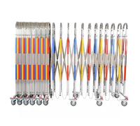 Barrière métallique extensible robuste sur roues - Portail de sécurité pliable et mobile pour la gestion du trafic extérieur, 1,1 m x 8 m (3,6 pi x 26,2 pi) - Idéal pour la sécurité et la ge