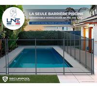 Barrière piscine démontable SECURIPOOL Gris Anthracite 1m fixations 16mm NF P90-306 LNE