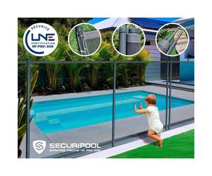 Barrière piscine démontable SECURIPOOL Gris Anthracite 6m fixations 16mm
