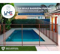 Barrière piscine démontable SECURIPOOL Marron Chocolat 5m fixations 16mm NF P90-306 LNE