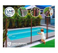 Barrière piscine démontable SECURIPOOL Marron Chocolat 7m fixations 16mm