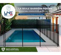 Barrière piscine démontable SECURIPOOL Noire 3m fixations 16mm NF P90-306 LNE