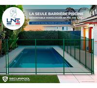 Barrière piscine démontable SECURIPOOL Verte 3m fixations 16mm NF P90-306 LNE