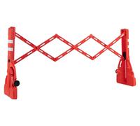 Barrière télescopique Wiltec de 200 cm en plastique, barrière à ciseaux avec bande réfléchissante, barrière de chantier remplissable et pliable, barrière de circulation