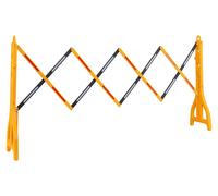 Barrière télescopique Wiltec de 250 cm en plastique, barrière à ciseaux avec bande réfléchissante, barrière de chantier remplissable et pliable, barrière de circulation