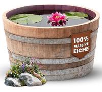 Barrique en bois, demi-barrique en bois de chêne, comme pot de fleurs ou mini-étang (D70 H40 cm, 100 litres)