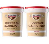 Bartoline Mastic Vitrifiant à l'Huile de Lin Bartoline 2 kg - Mastic Polyvalent Couleur Naturelle pour Fenêtres et Cadres - Idéal pour Cadres en Bois et Métal (Lot de 2)