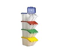 Barton Réf 052100/4 Boîte de rangement Couvercle couleurs assorties Blanc 50 litres 30 kg 390 mm x 630 mm x 340 mm Lot de 4 (Import Royaume Uni)