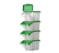 Barton Réf 052104/4 Boîte de rangement Couvercle vert Blanc 50 litres 30 kg 390 mm x 630 mm x 340 mm Lot de 4 (Import Royaume Uni)