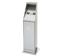 Cendrier Sur Colonne Inox - 5,5 Litres - Facile à Vider - 240x240x870(h)mm