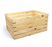 BAS Caisse en bois grande 60x40x30 cm - Boîte de rangement en bois - Caisse à fruits en bois - Décorative Caisse à vin - Caisse à pommes - Boîte en bois vintage pour pommes de terre, fruits & stockage