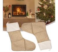 Bas de Noël en pour jute Solide avec Boucle pour Cheminée Bas(1PCS) | pour jute naturel pour robuste, style rustique , boucle pour suspension incluse, pour idéal pour cheminée, 55cm hauteur