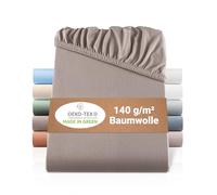 BaSaTex - Drap-Housse en Jersey Bio 120x200 cm - Drap-Housse en 100% Coton Bio certifié GOTS - 120x200 cm - Couleur : Taupe