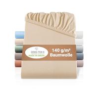 BaSaTex - Drap-Housse en Jersey Bio 120x200 cm - Drap-Housse en 100% Coton Bio certifié GOTS - 120x200 cm - Couleur : Sable
