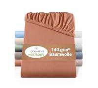 BaSaTex - Drap-Housse en Jersey Bio 120x200 cm - Drap-Housse en 100% Coton Bio certifié GOTS - 120x200 cm - Couleur : Terracotta