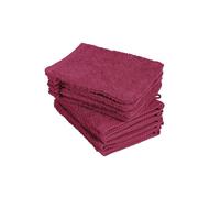 BaSaTex - Lot de 10 Gants de Toilette, Taille 15x21 cm en Bordeaux 100% Coton