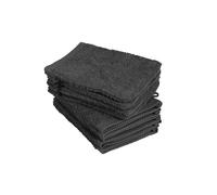 BaSaTex - Lot de 10 Gants de Toilette, Taille 15x21 cm en Noir 100% Coton