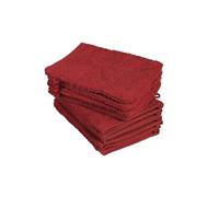 BaSaTex - Lot de 10 Gants de Toilette, Taille 15x21 cm en Rouge 100% Coton