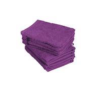 BaSaTex - Lot de 10 Gants de Toilette, Taille 15x21 cm en Violet 100% Coton