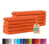 BaSaTex - Lot de 10 Serviettes invité en éponge 30x50, Serviette invité en 100% Coton Öko-Tex Made in Green, Couleur Terre Cuite Orange