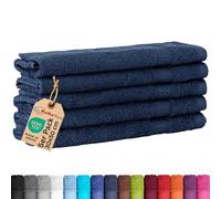 BaSaTex Lot de 5 serviettes d'invité en éponge 30x50 - Serviette d'invité en 100% coton Made in Green - Couleur: Marine