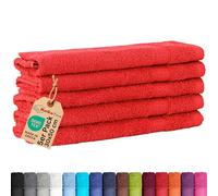 BaSaTex Lot de 5 serviettes d'invité en éponge 30x50 - Serviette d'invité en 100% coton Made in Green - Couleur: Rouge