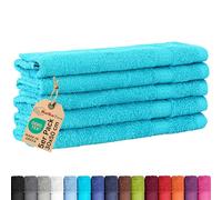 BaSaTex Lot de 5 serviettes d'invité en éponge 30x50 - Serviette d'invité en 100% coton Made in Green - Couleur: Turquoise